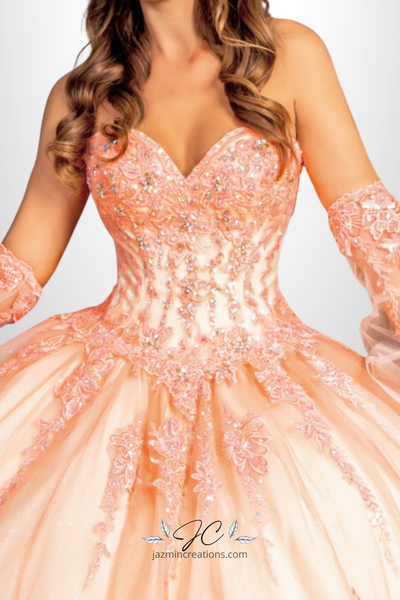 Radiance Sweetheart Quinceañera Ball Gown with Detachable Sleeves