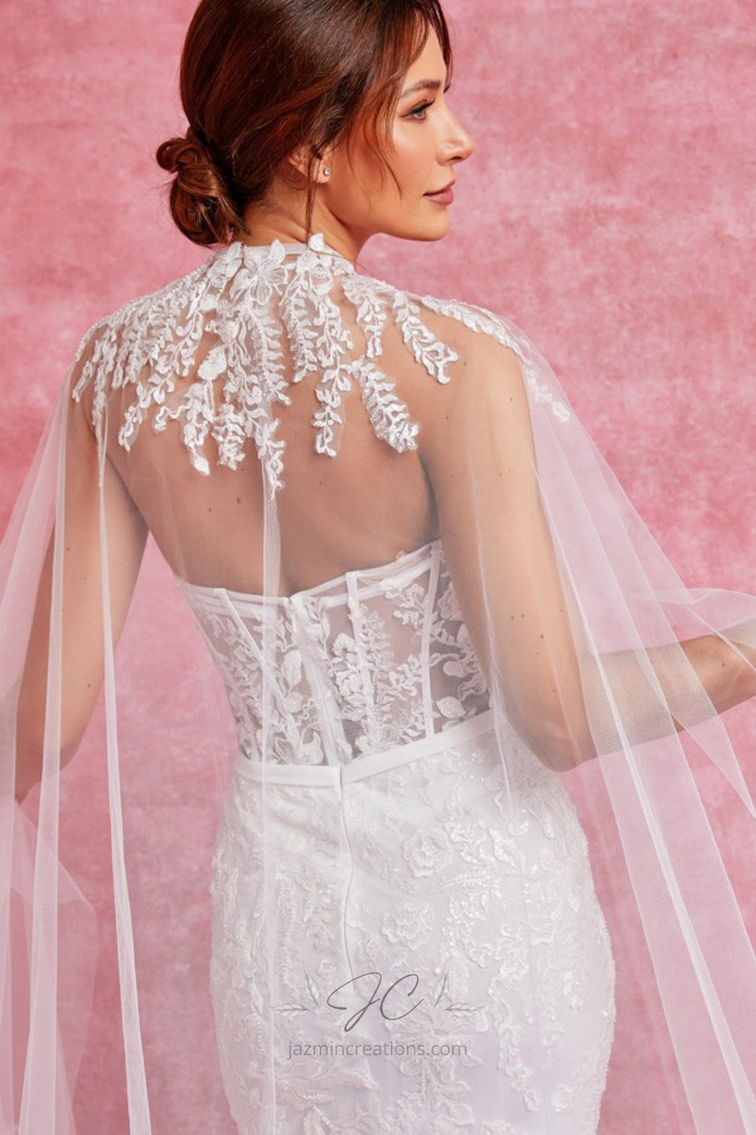 Strapless Sweetheart Neck Cape Wedding Dress