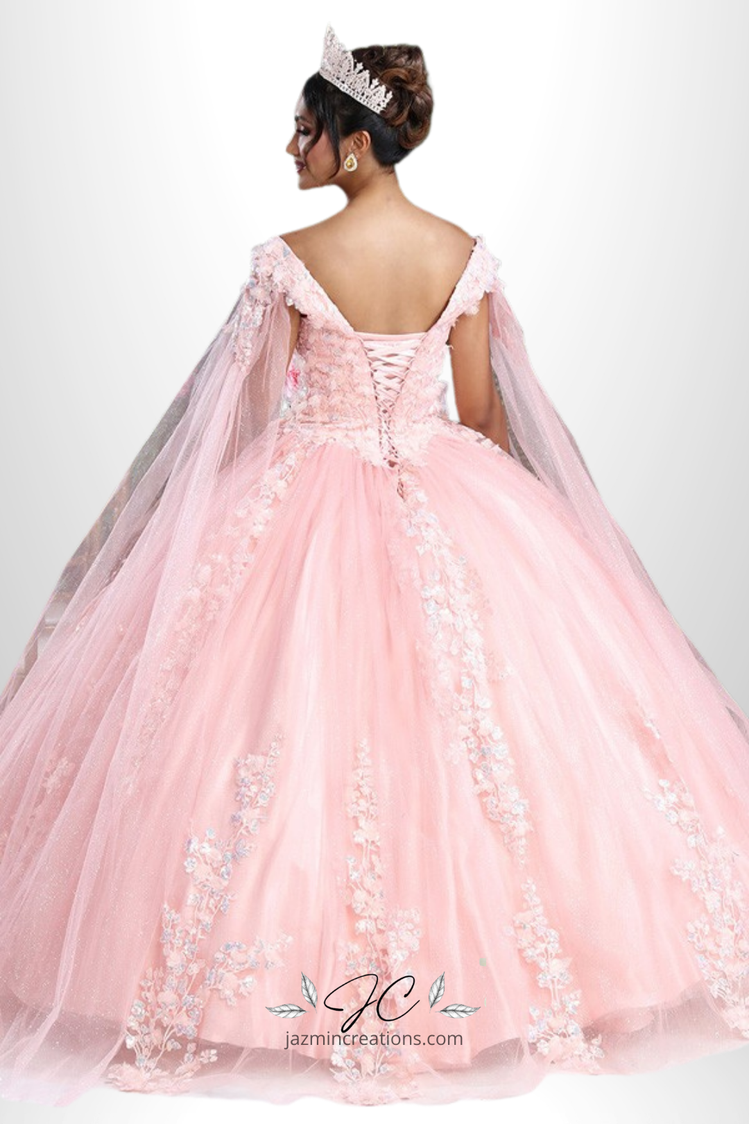 Fairy Tale Glitter Quinceañera Dress with Cape Sleeves