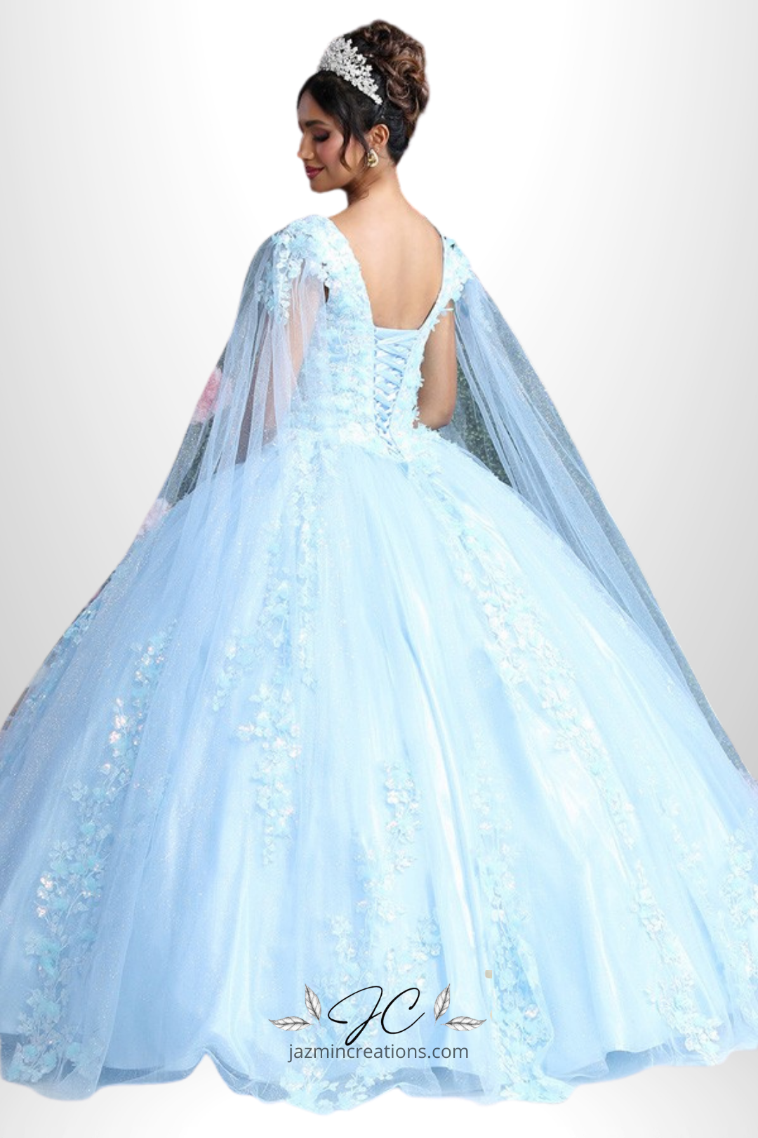 Fairy Tale Glitter Quinceañera Dress with Cape Sleeves