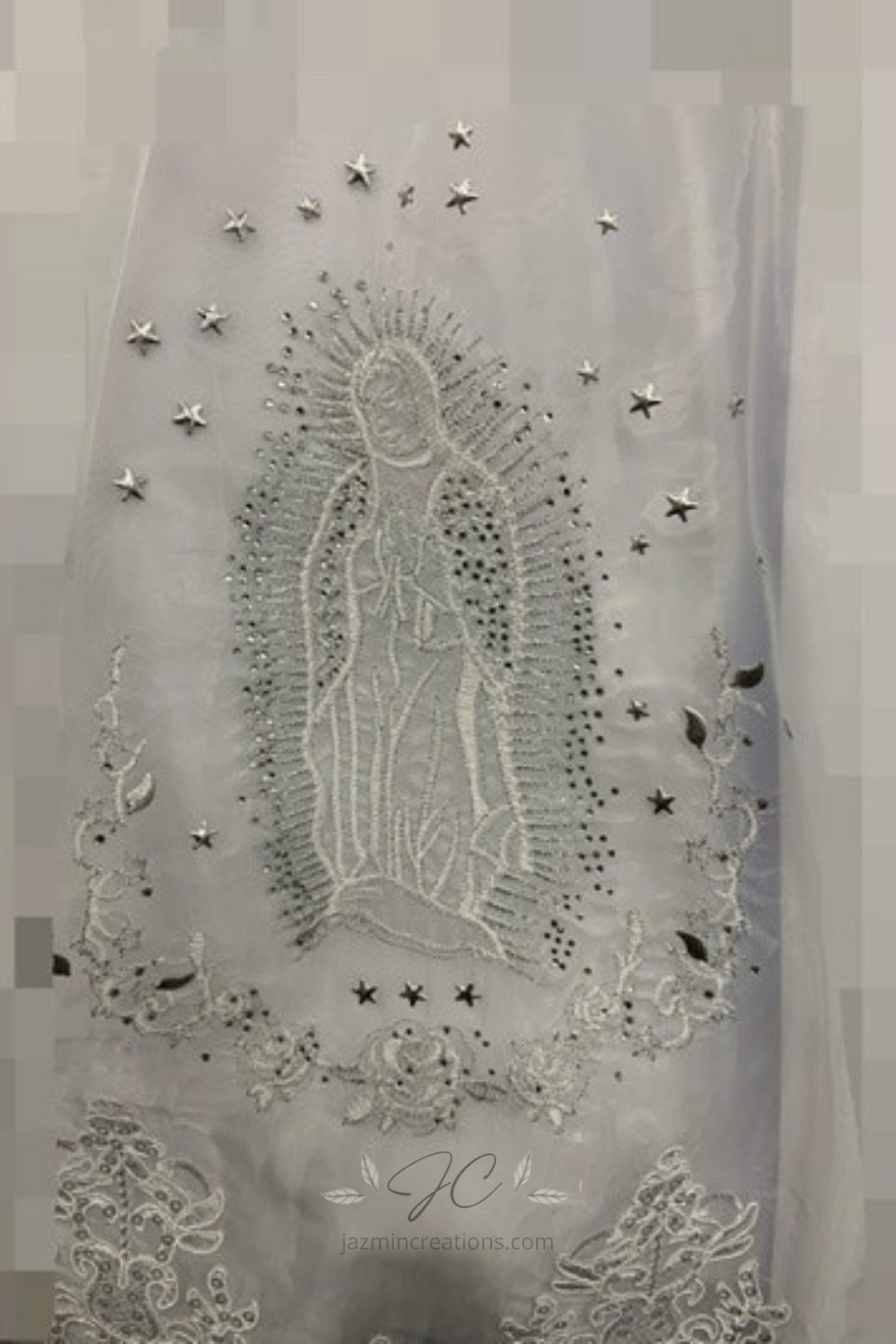 Two-in-One White Communion Dress with Virgen Mary Embroidery