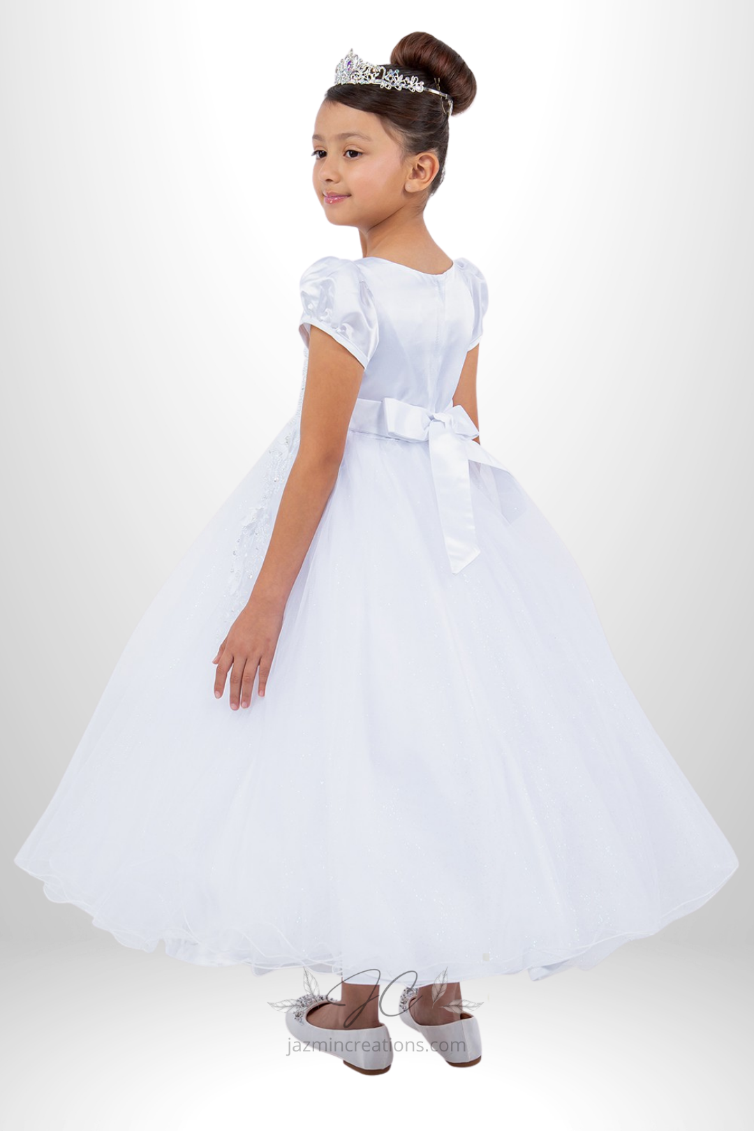White Communion Lace & Pearls Dress