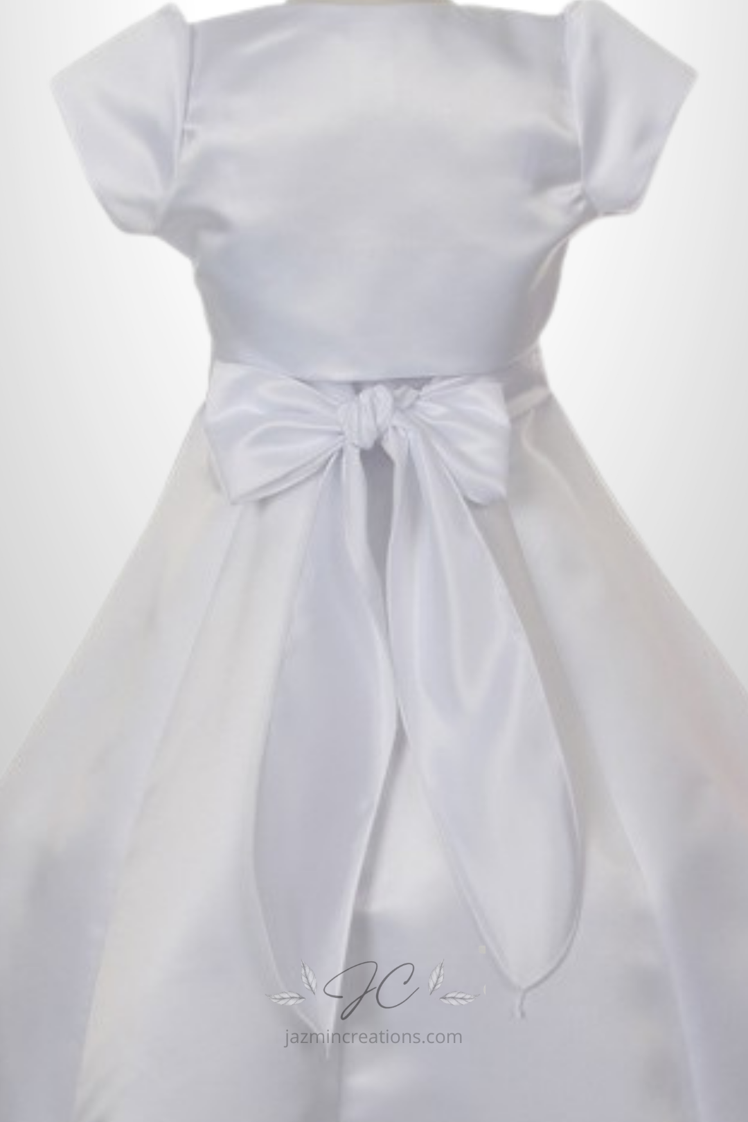 Girls White Satin Communion Dress with Bolero