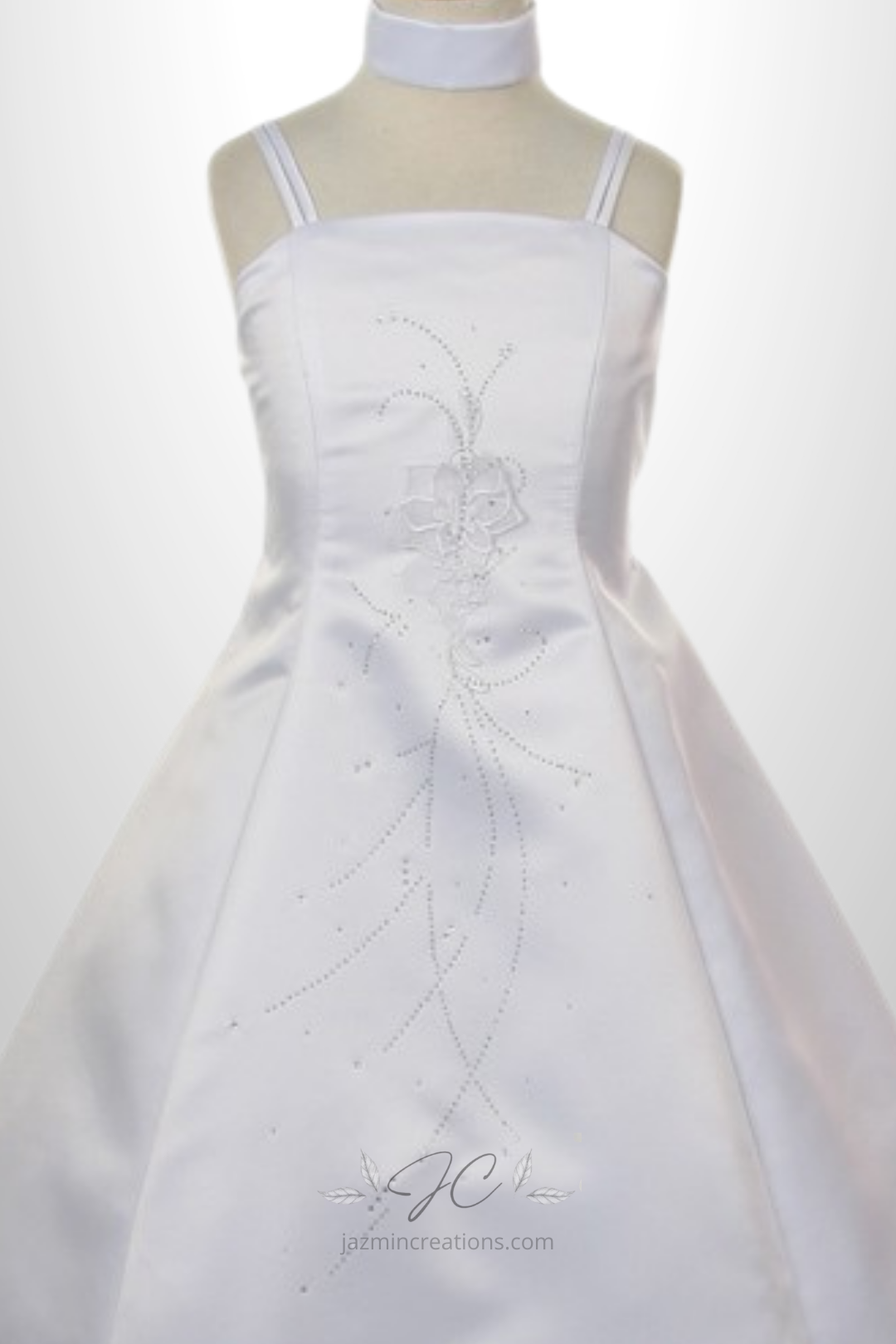 Girls White Satin Communion Dress with Bolero