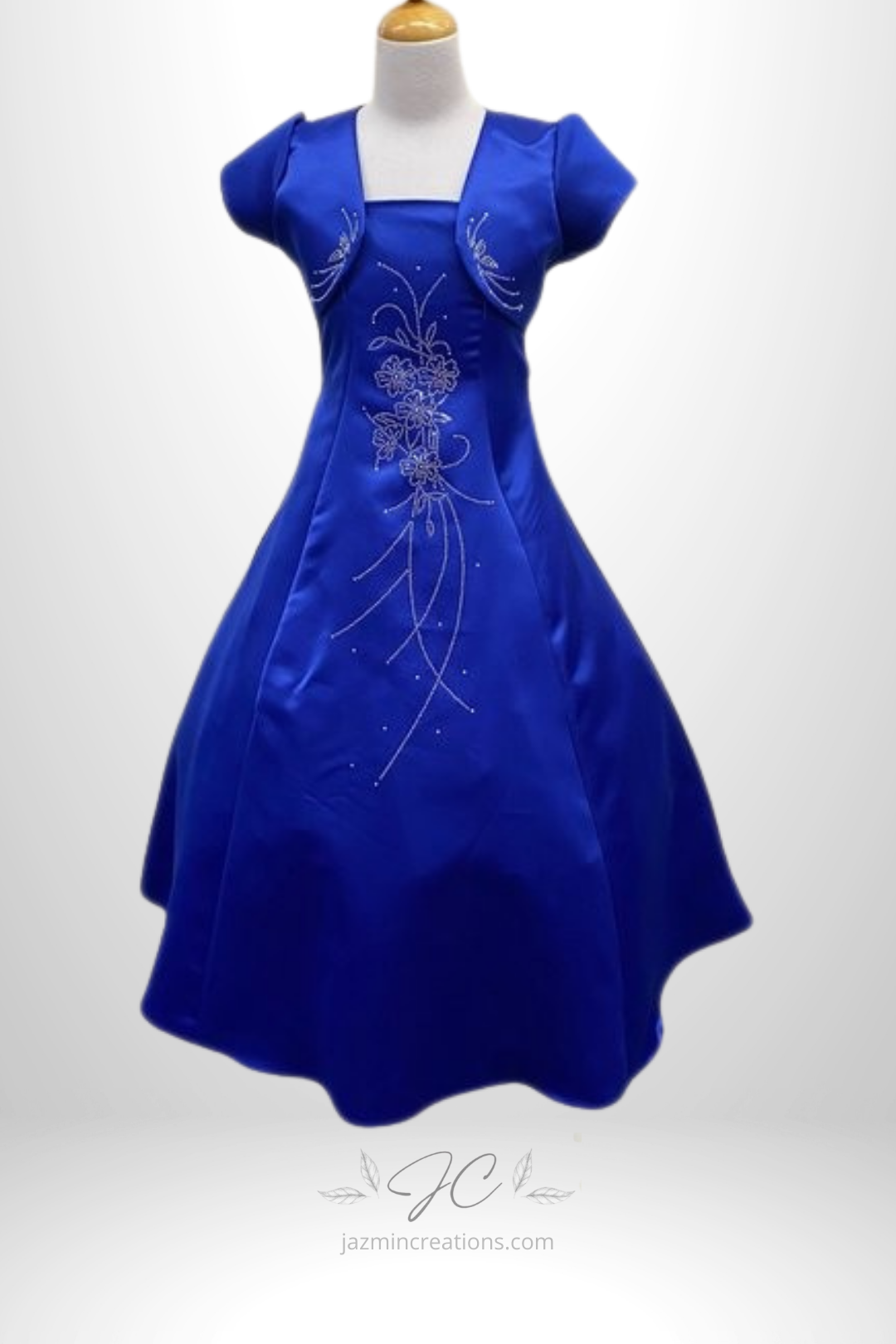 Girls White Satin Communion Dress with Bolero