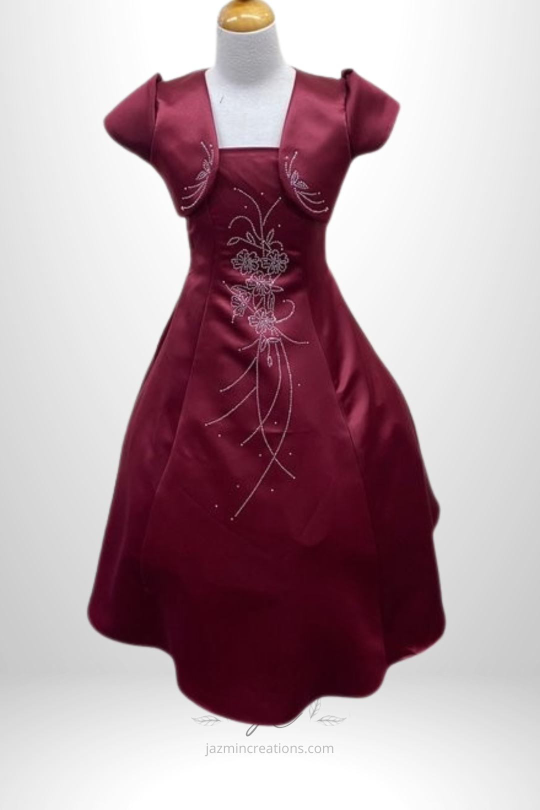 Girls White Satin Communion Dress with Bolero