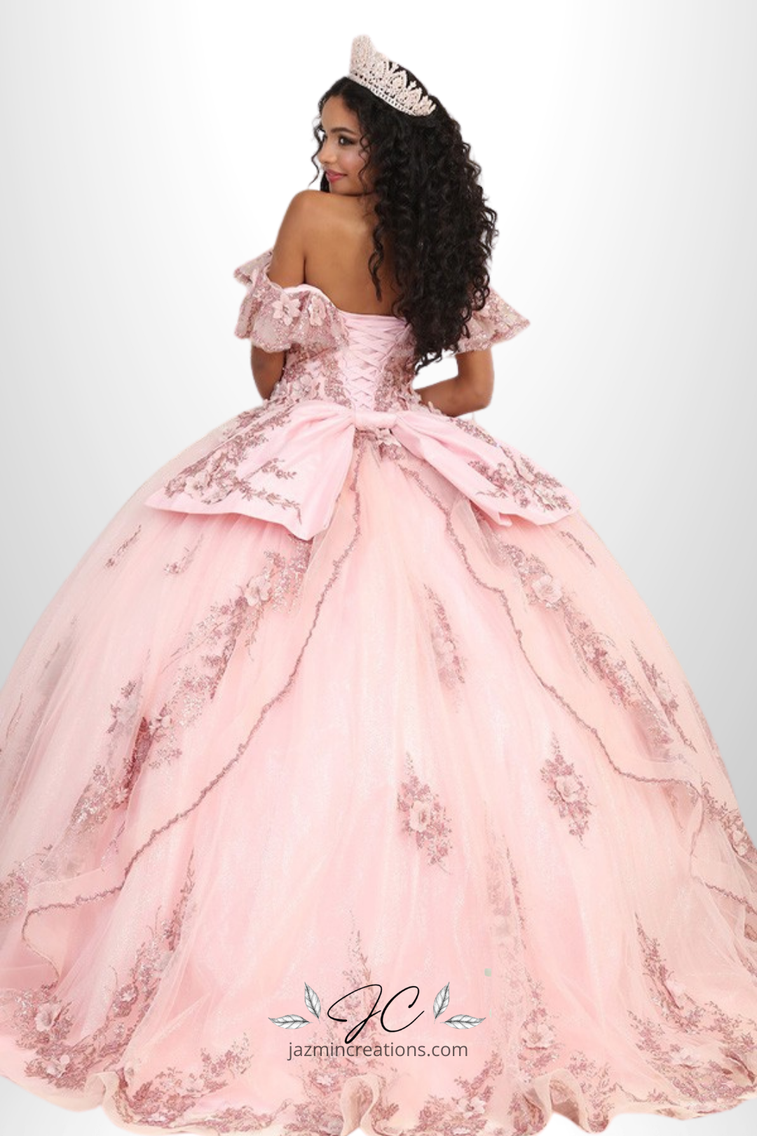Blush Elegance Off-the-Shoulder Quinceañera Ball Gown