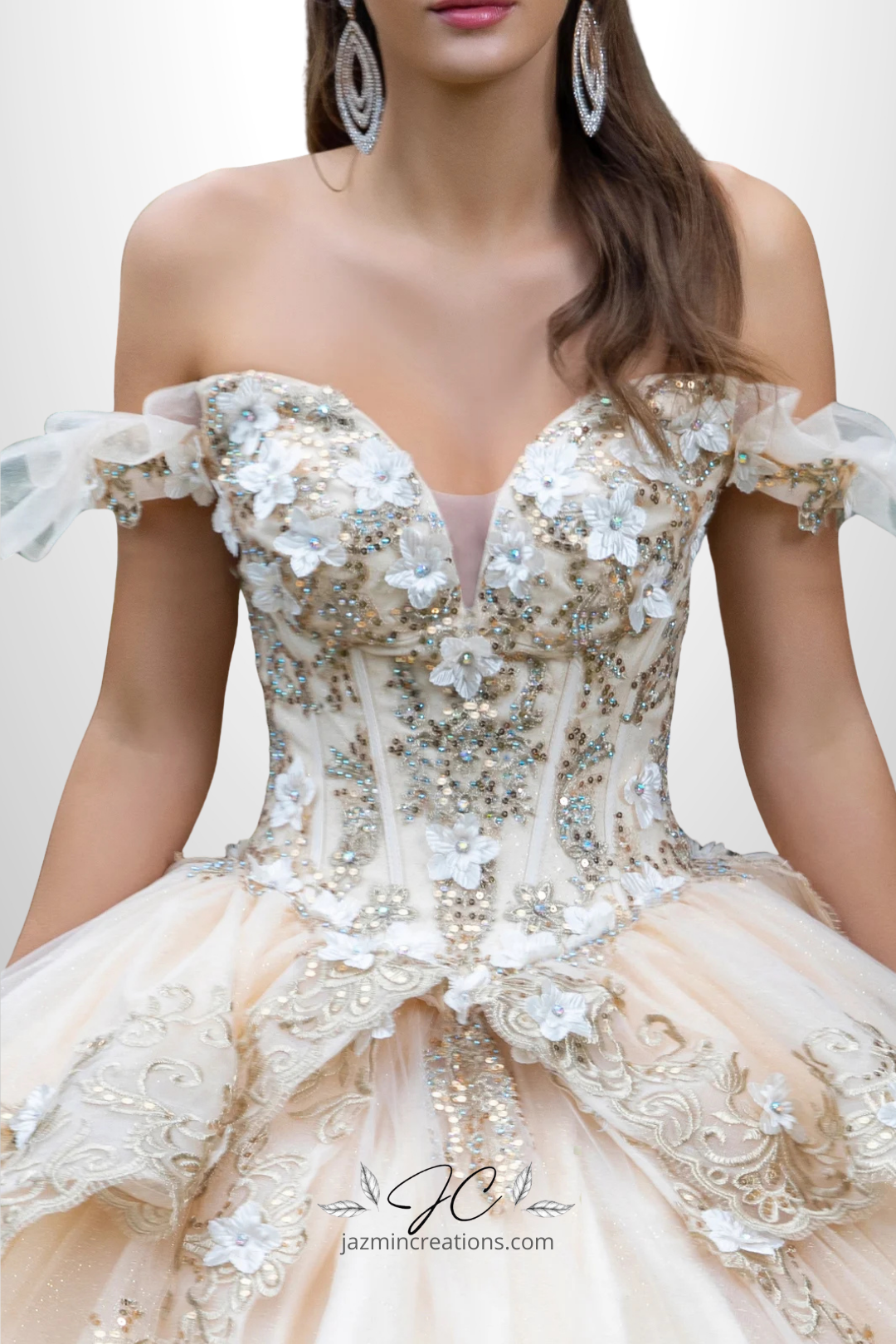 Regal Metallic Embroidered Quinceañera Ball Gown
