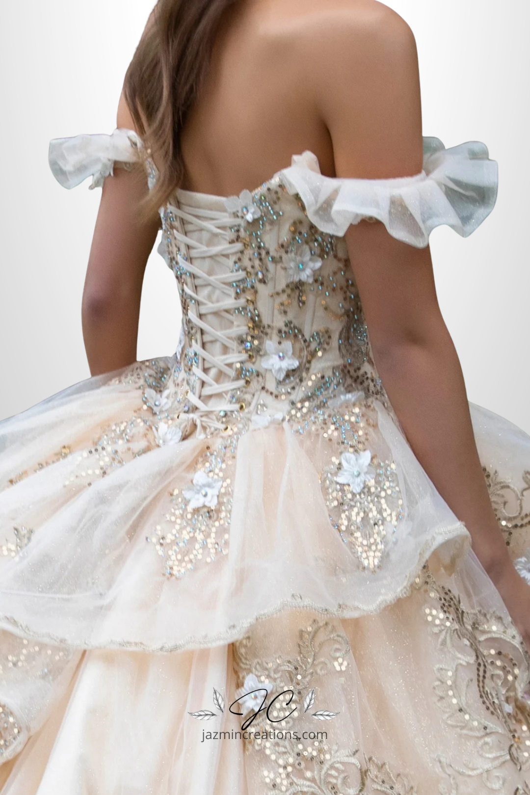 Regal Metallic Embroidered Quinceañera Ball Gown