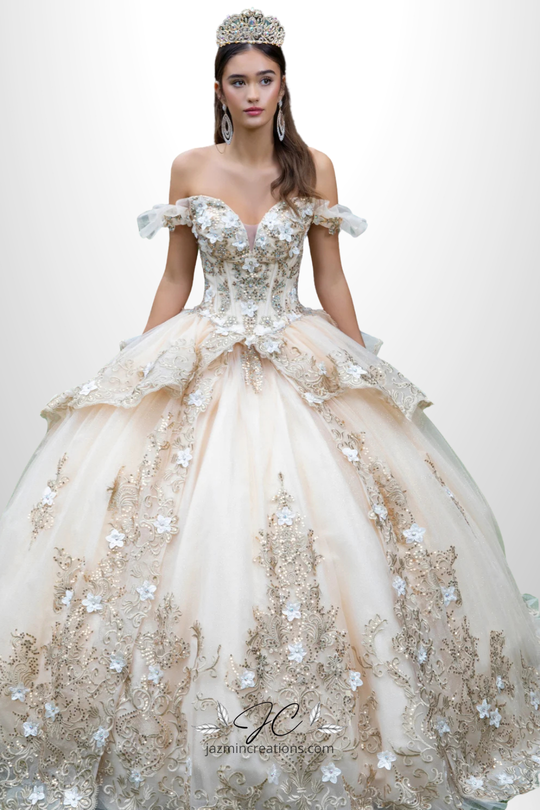Regal Metallic Embroidered Quinceañera Ball Gown