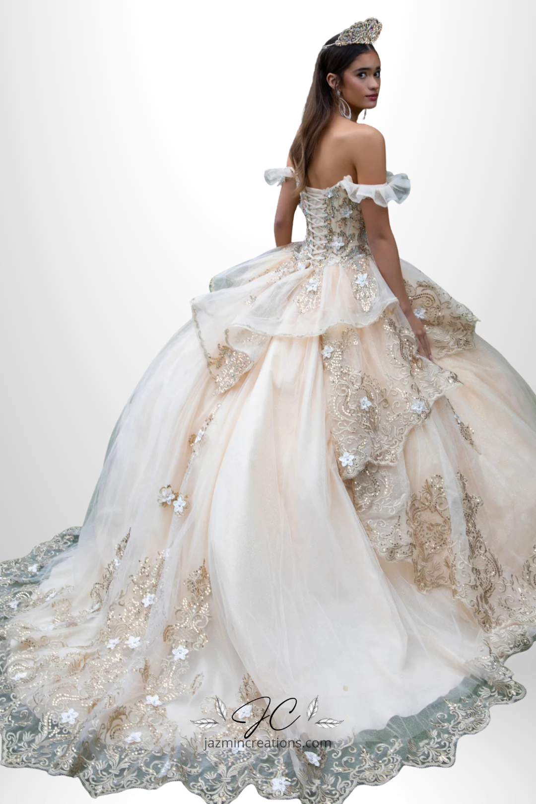 Regal Metallic Embroidered Quinceañera Ball Gown