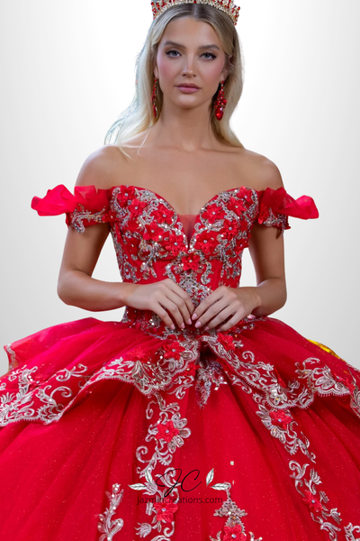 Regal Metallic Embroidered Quinceañera Ball Gown