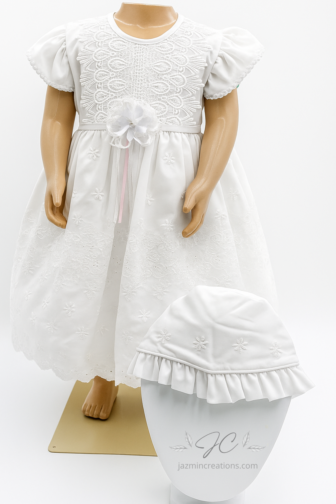 Baby Girl Baptism Dress with Bonnet