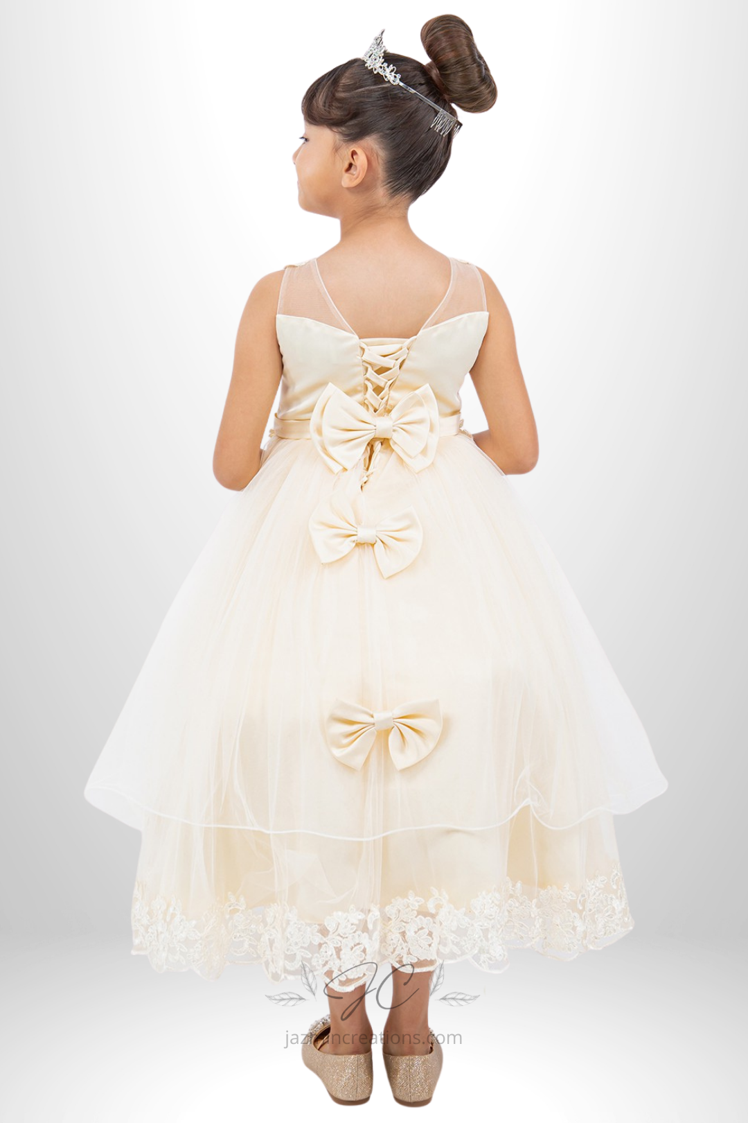Lace and Tulle Illusion A-Line Dress with 3D Floral Beading