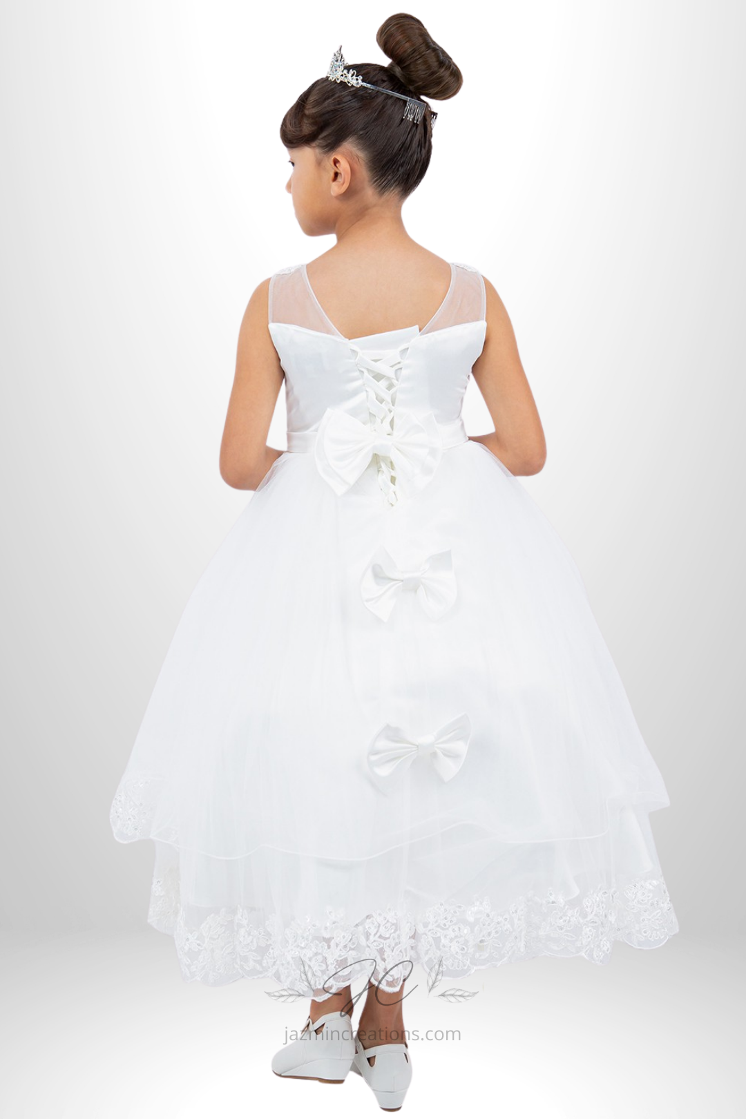 Lace and Tulle Illusion A-Line Dress with 3D Floral Beading