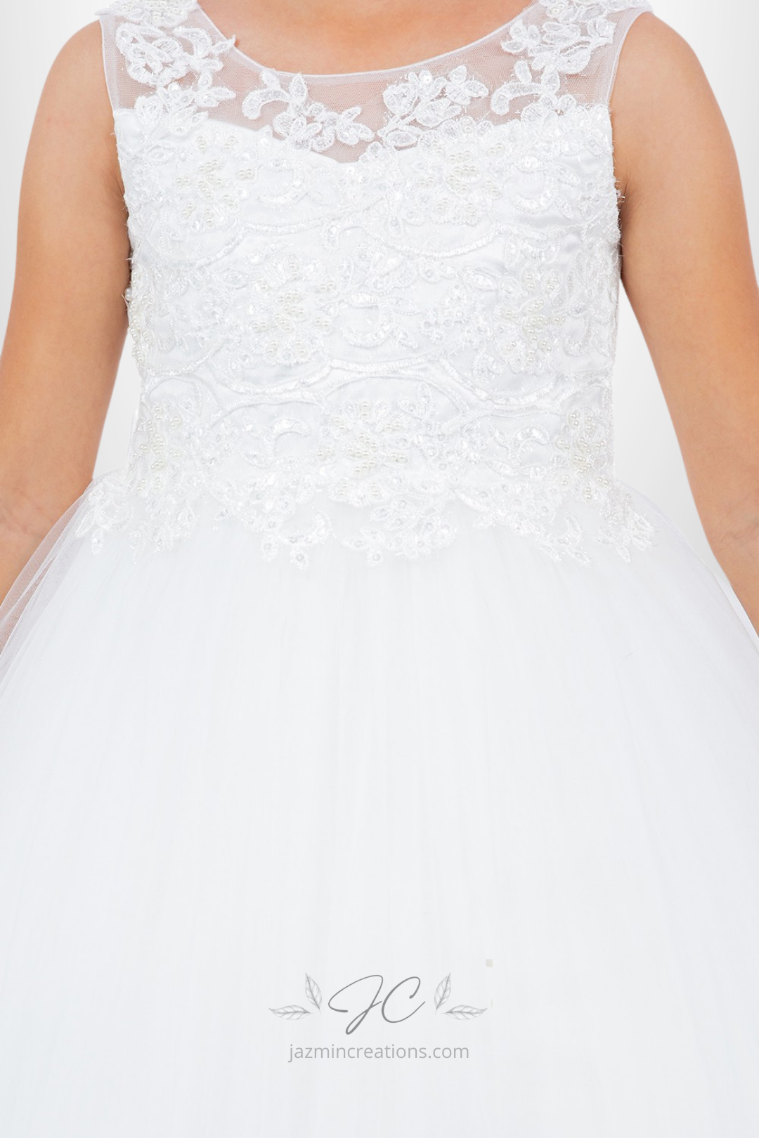 Lace and Tulle Illusion A-Line Dress with 3D Floral Beading
