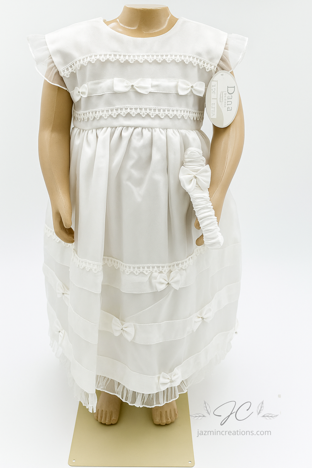 Ivory Baby Dress with Satin Bows