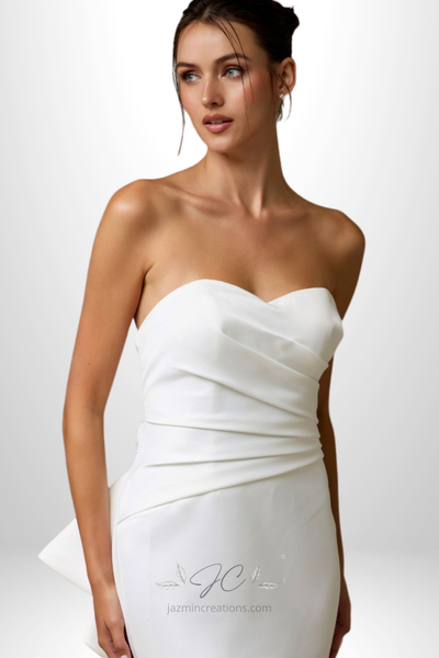 Strapless Sweetheart Pleated Top Wedding Gown
