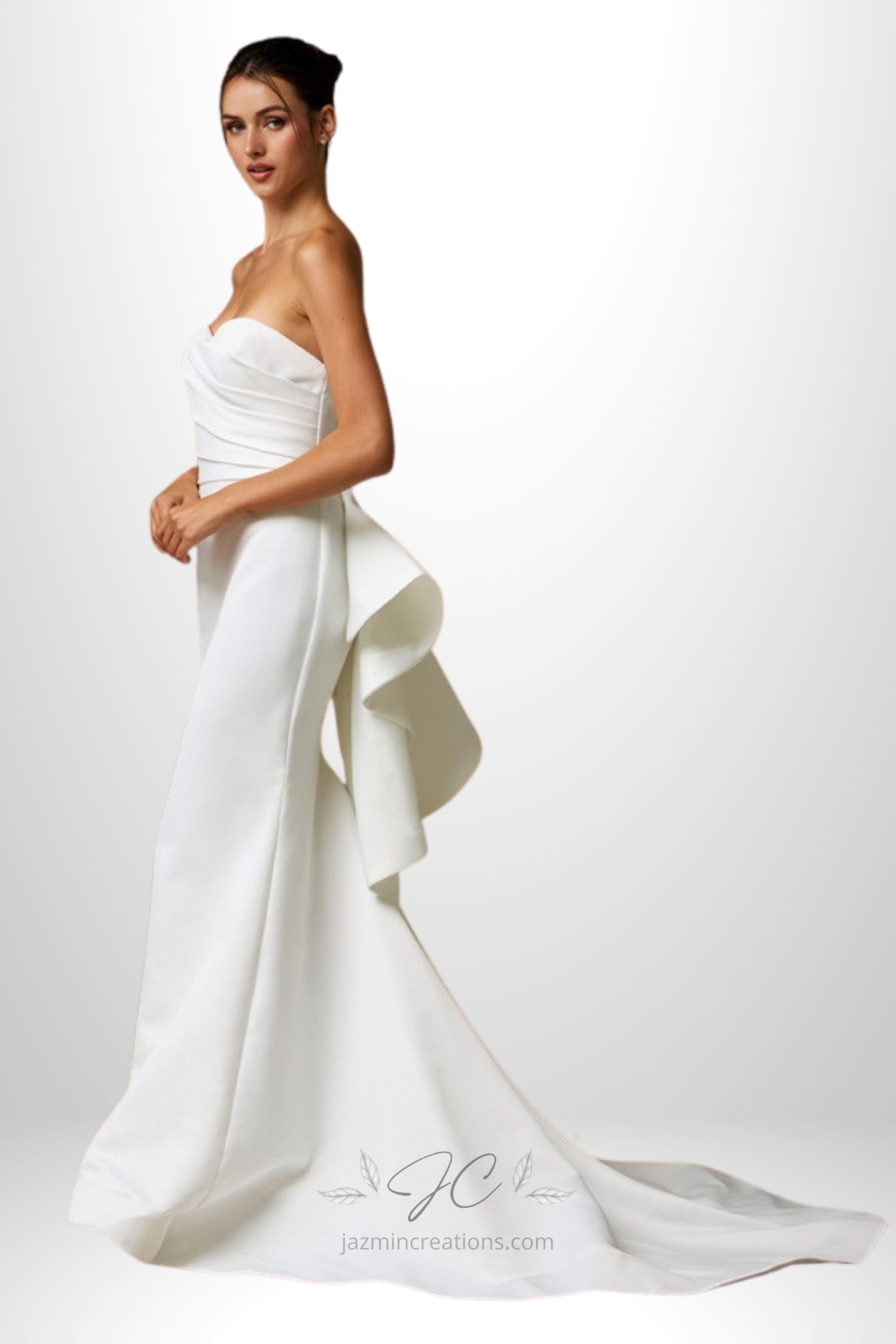 Strapless Sweetheart Pleated Top Wedding Gown