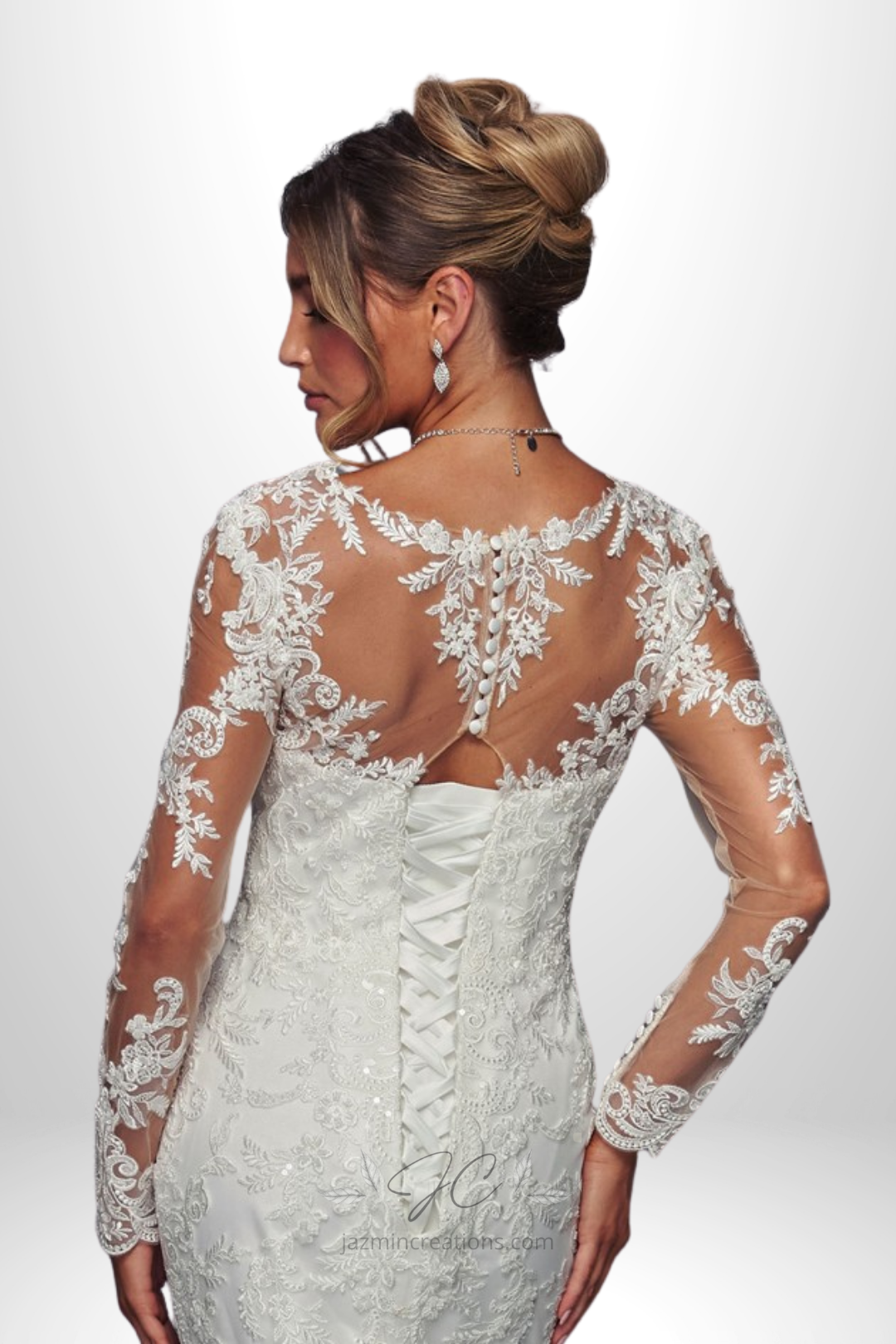 Sheer Long Sleeve Sweetheart Mermaid Wedding Dress