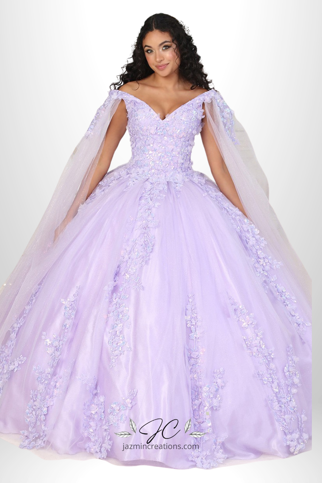 Fairy Tale Glitter Quinceañera Dress with Cape Sleeves