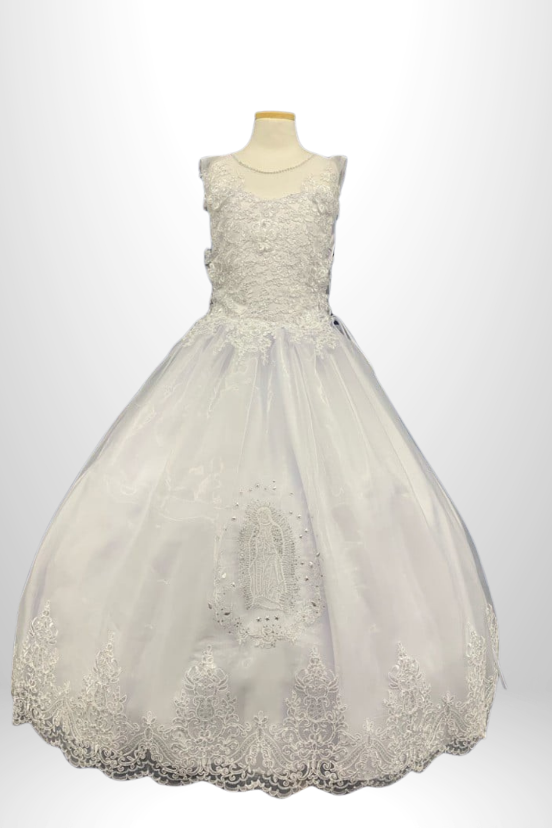 Girls Communion Dress with Virgen Mary Embroidery and Cape