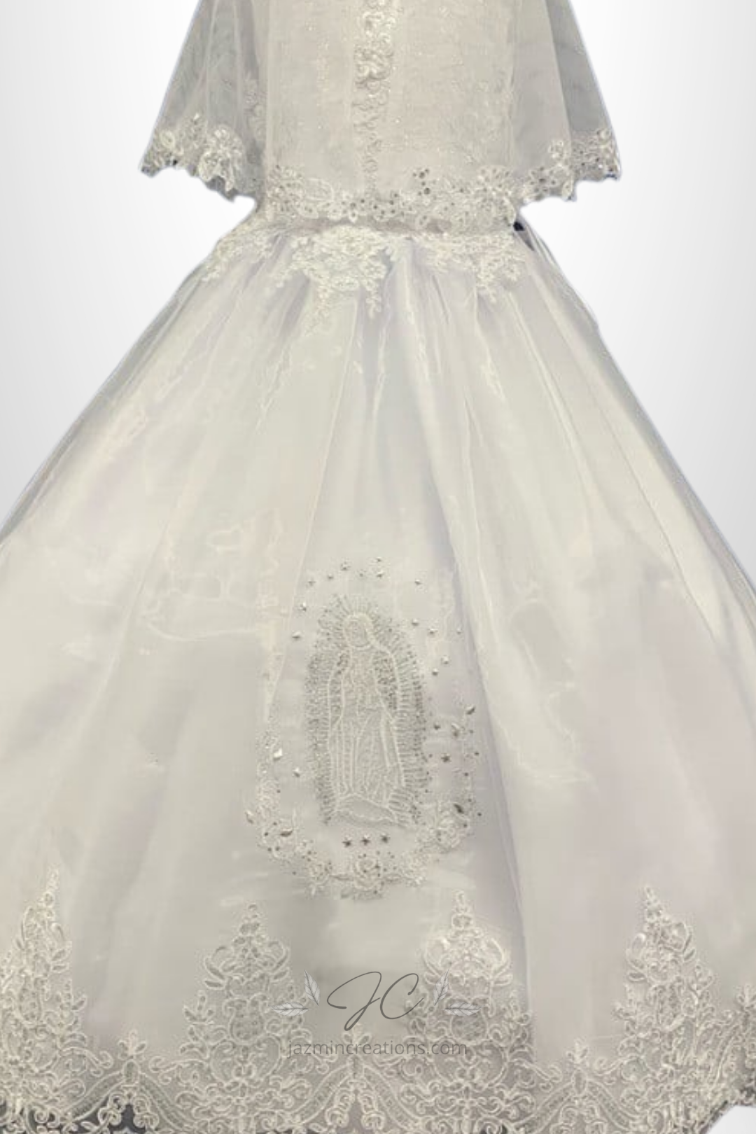Girls Communion Dress with Virgen Mary Embroidery and Cape