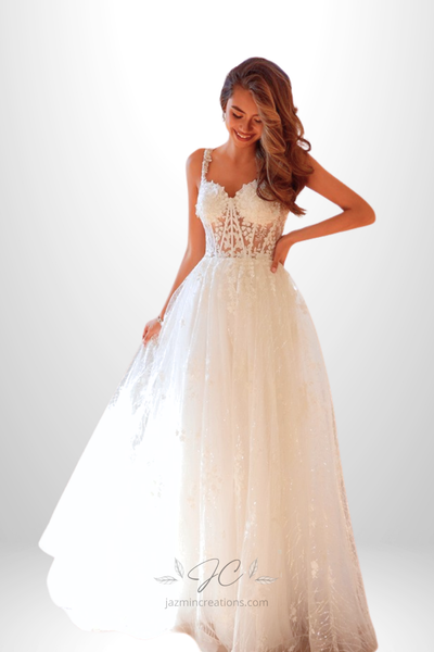 Sweetheart Sequin Pattern Bridal Gown