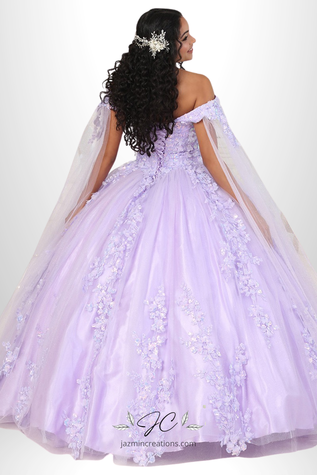 Fairy Tale Glitter Quinceañera Dress with Cape Sleeves