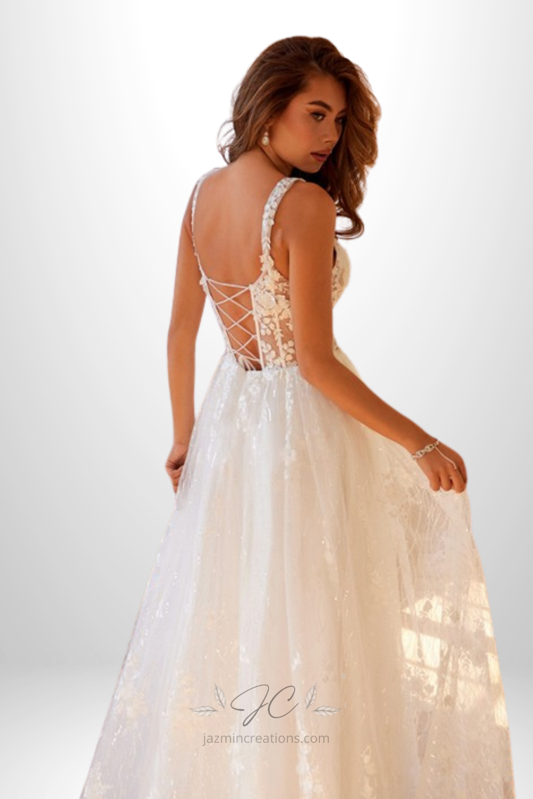 Sweetheart Sequin Pattern Bridal Gown
