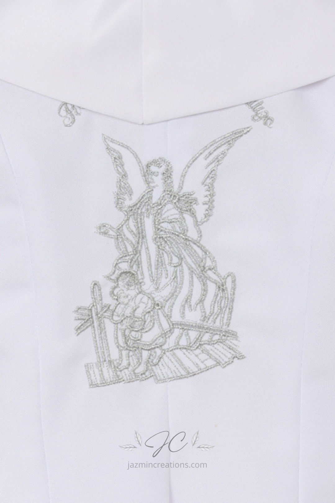 White Baby Boys Christening Tuxedo with Angel Embroidery