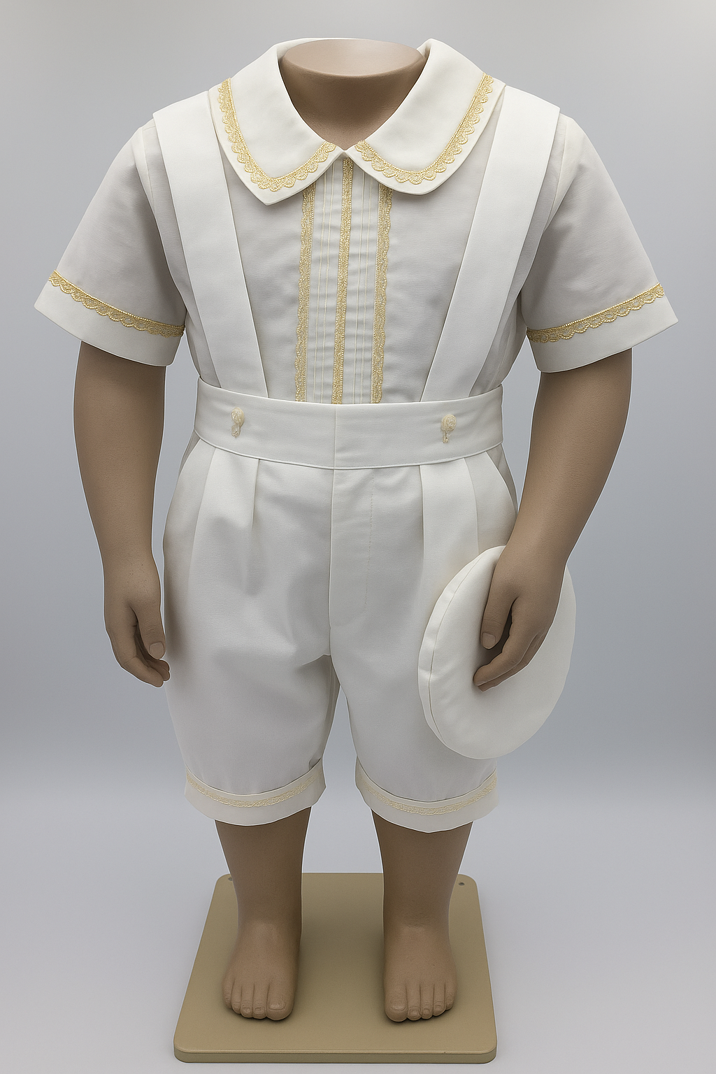 Ivory Baptism Outfit with Embroidered Stole –