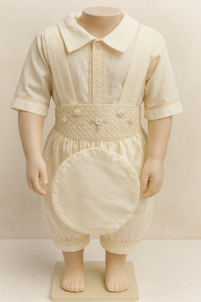 Ivory Baptism Outfit with Rose Embellishments