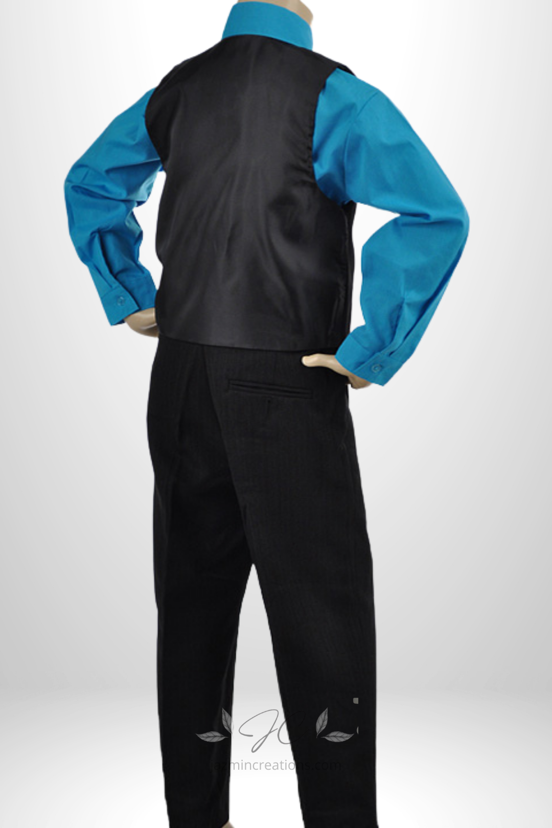 Boys Four-Piece Pinstripe Suit with Shirt, Vest, and Tie