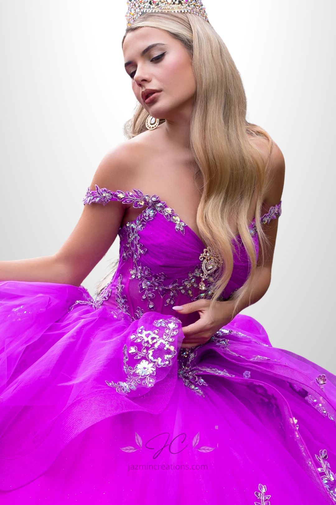 Royal Amethyst Off Shoulder Quince Ball Gown