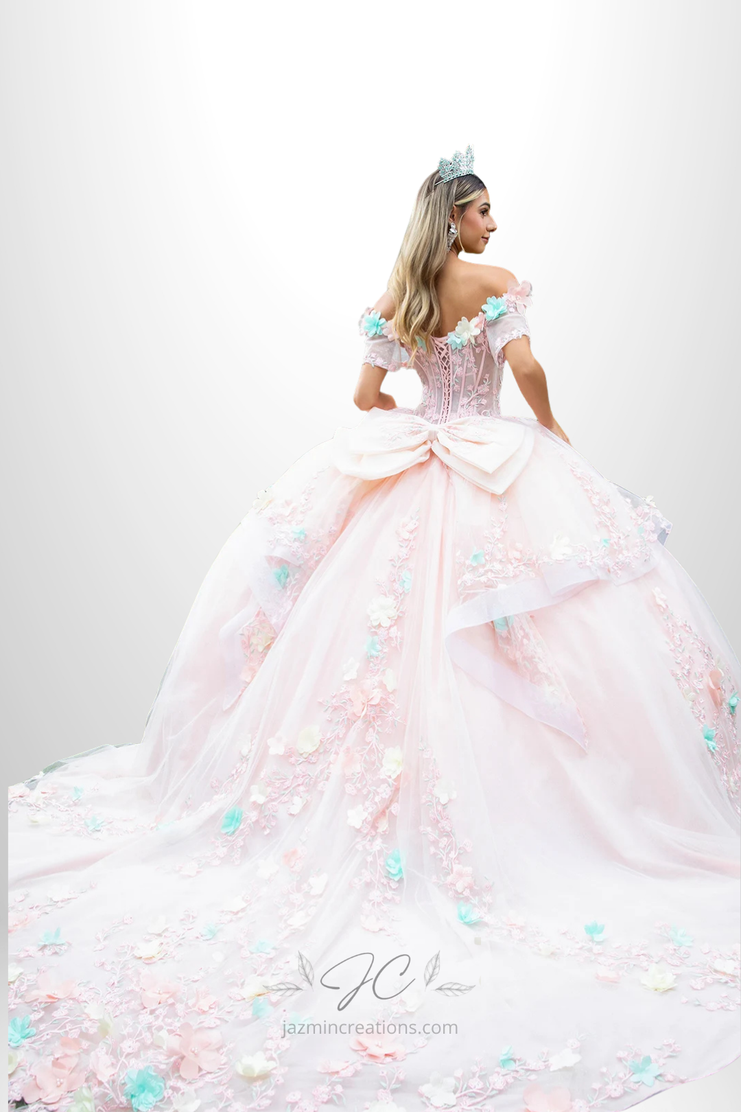 Blush Dream Floral Quince Ball Gown