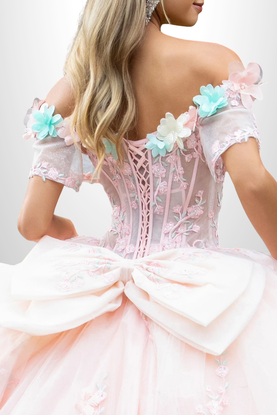 Blush Dream Floral Quince Ball Gown