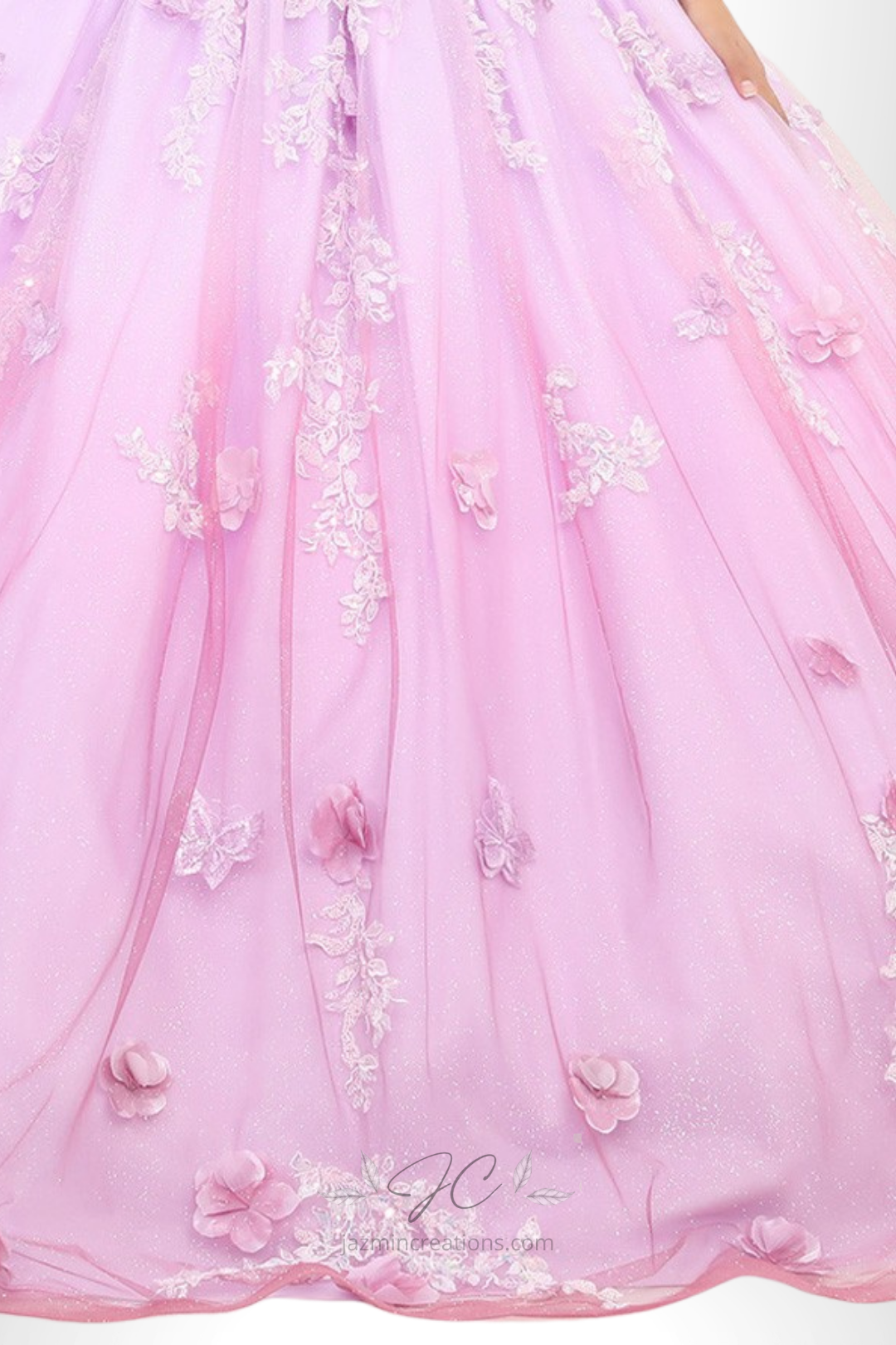 Lilac Ombre Quinceanera Ball Gown with 3D Floral and Butterfly Embroidery